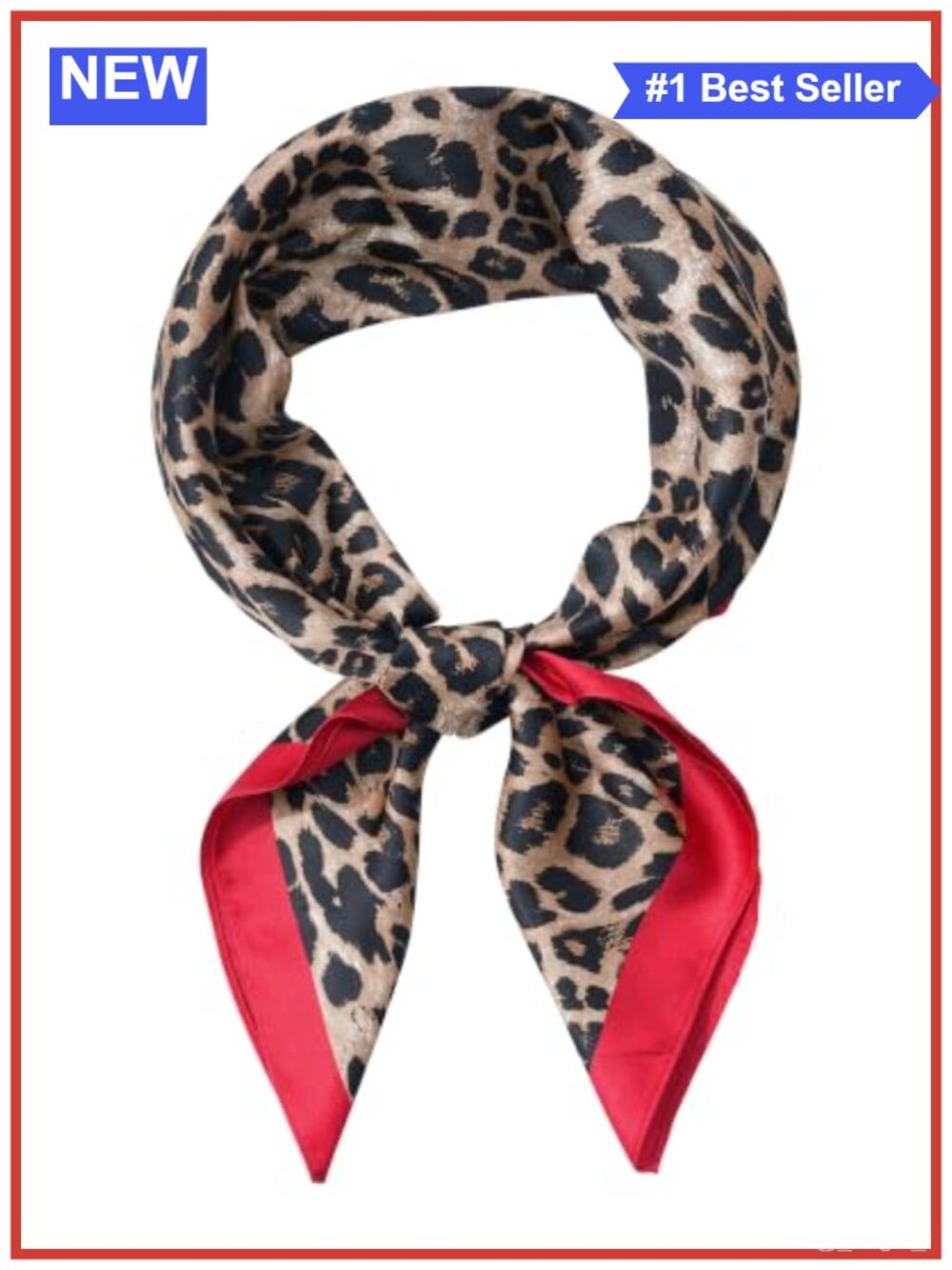 Satin Hair Scarf Reversible 27.5" Square Bandana Leopard Polyester